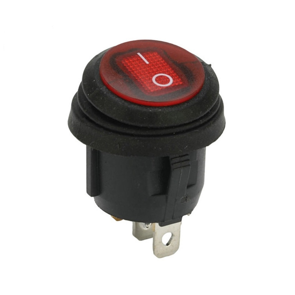 Waterproof Round Rocker Switch with red light