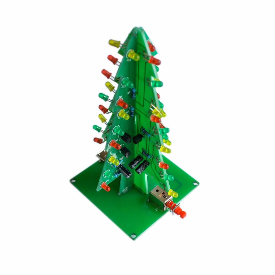 STEM Educational Toys - 3D Christmas Tree Flashing LED DIY Kit