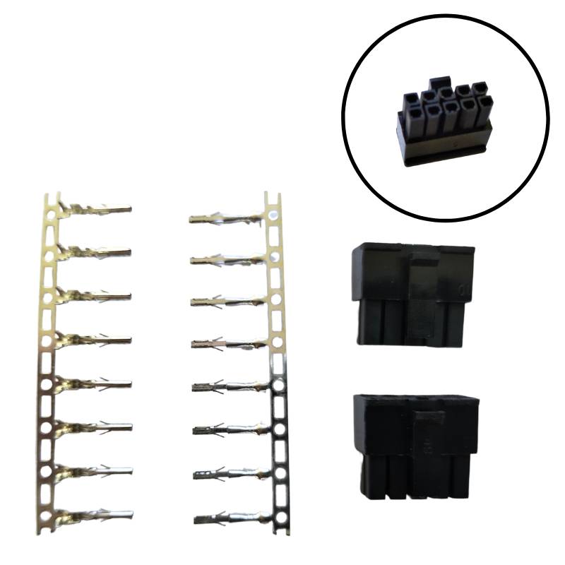 8-WAY Micro fit 3.00mm Rectangular Connector female with crimps (Black) (2 pack)