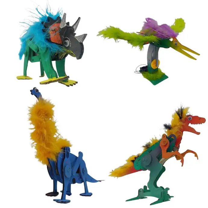 4 Pack Dinosaur Toys，3D Wooden Puzzles, STEM Kits