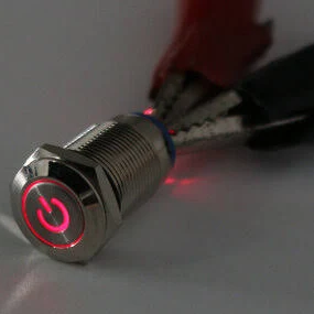 [EC-115-Red-N] 12mm Self-locking power switch Red