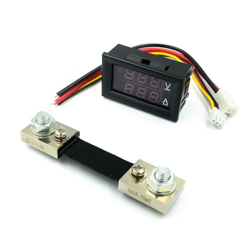 [DL-054] 100A Dc volt amp display panel + Shunt resistor 100A 75mV FL-2
